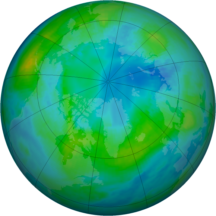 Arctic ozone map for 21 October 1986